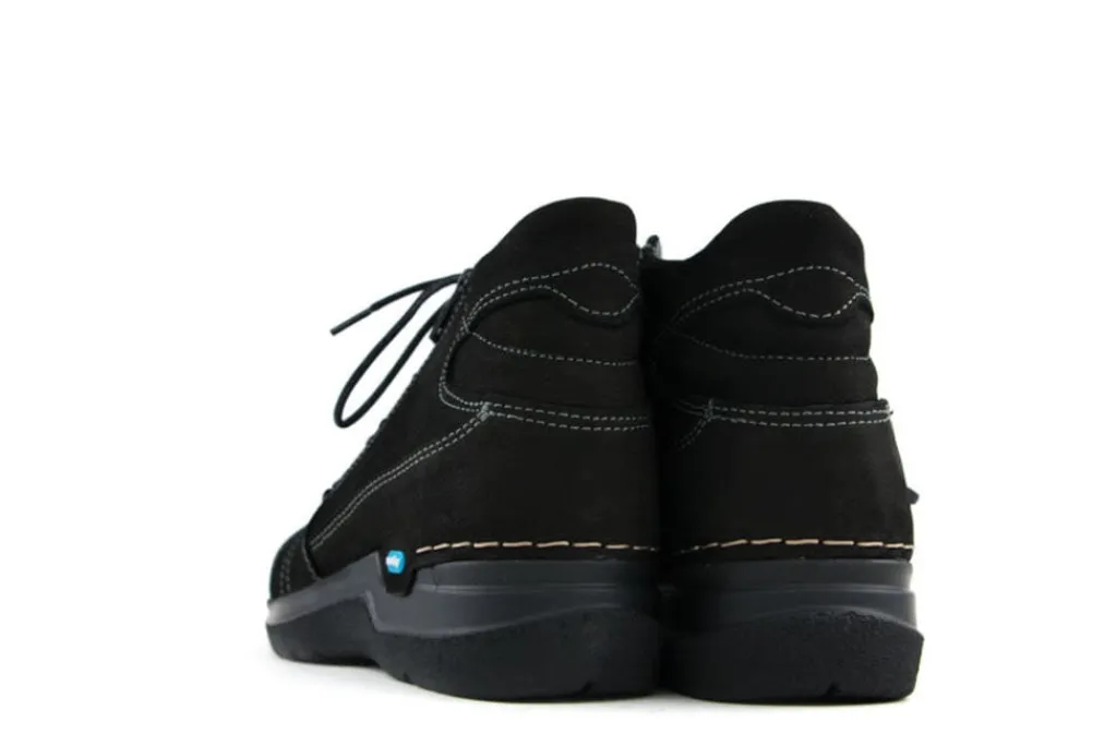Veterschoenen^Wolky Hoge Veterschoenen Zwart Why Antique Nubuck