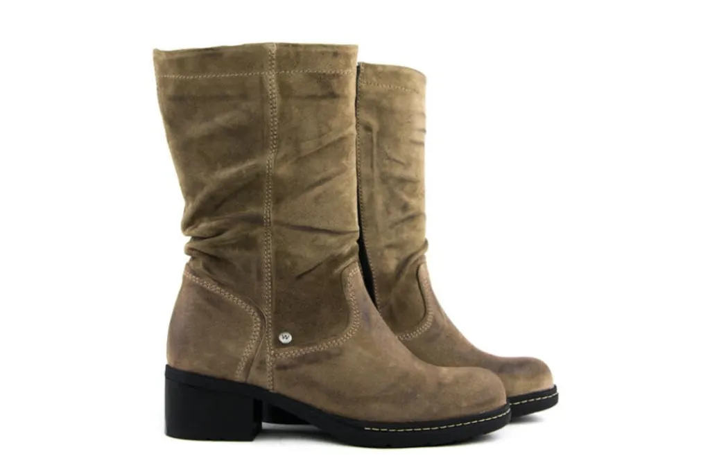 Laarzen^Wolky Korte Laars Edmonton Brushed Liverpool Suede Taupe