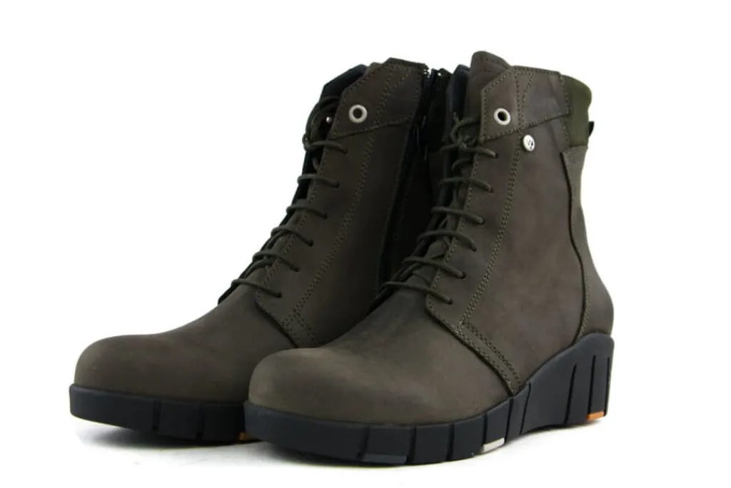 Veterboots En Bikerboots^Wolky Veterboot Portland Quebec Nubuck Cactus